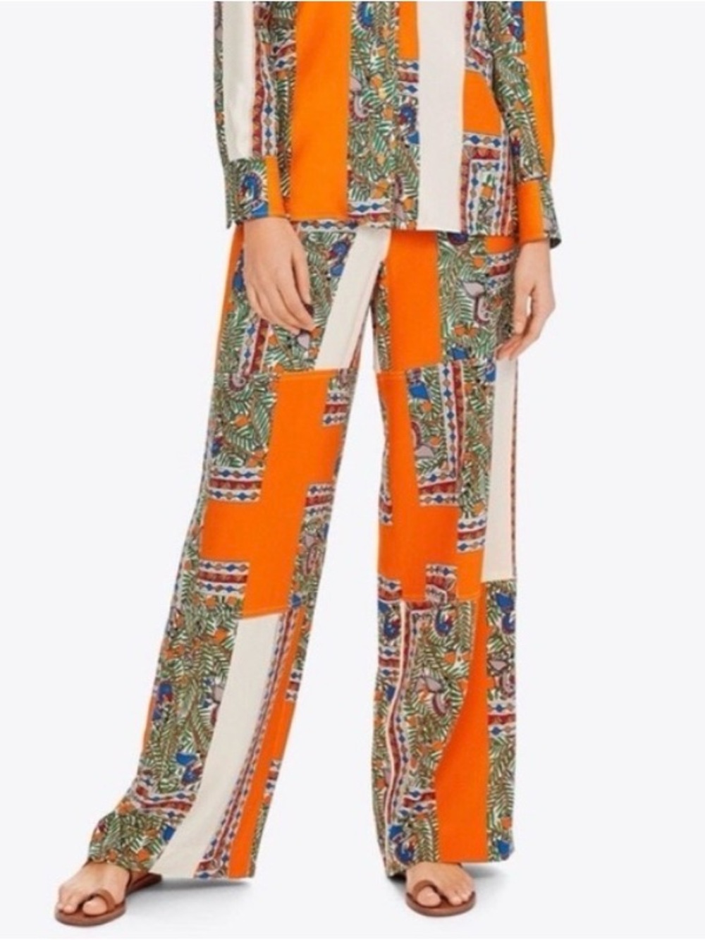 Tory Burch 100% Silk Wide Leg Pants in Something Wild Size Small